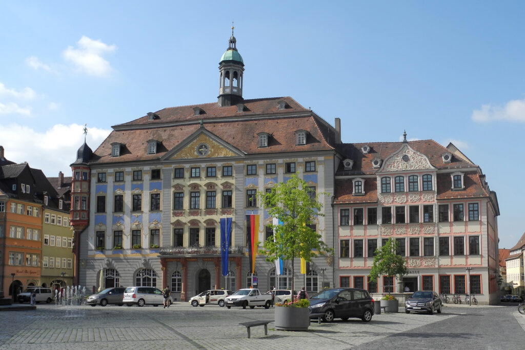Marktplatz und Rathaus in Coburg