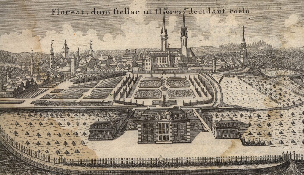 Historische Ansicht von Öhringen und Schloss