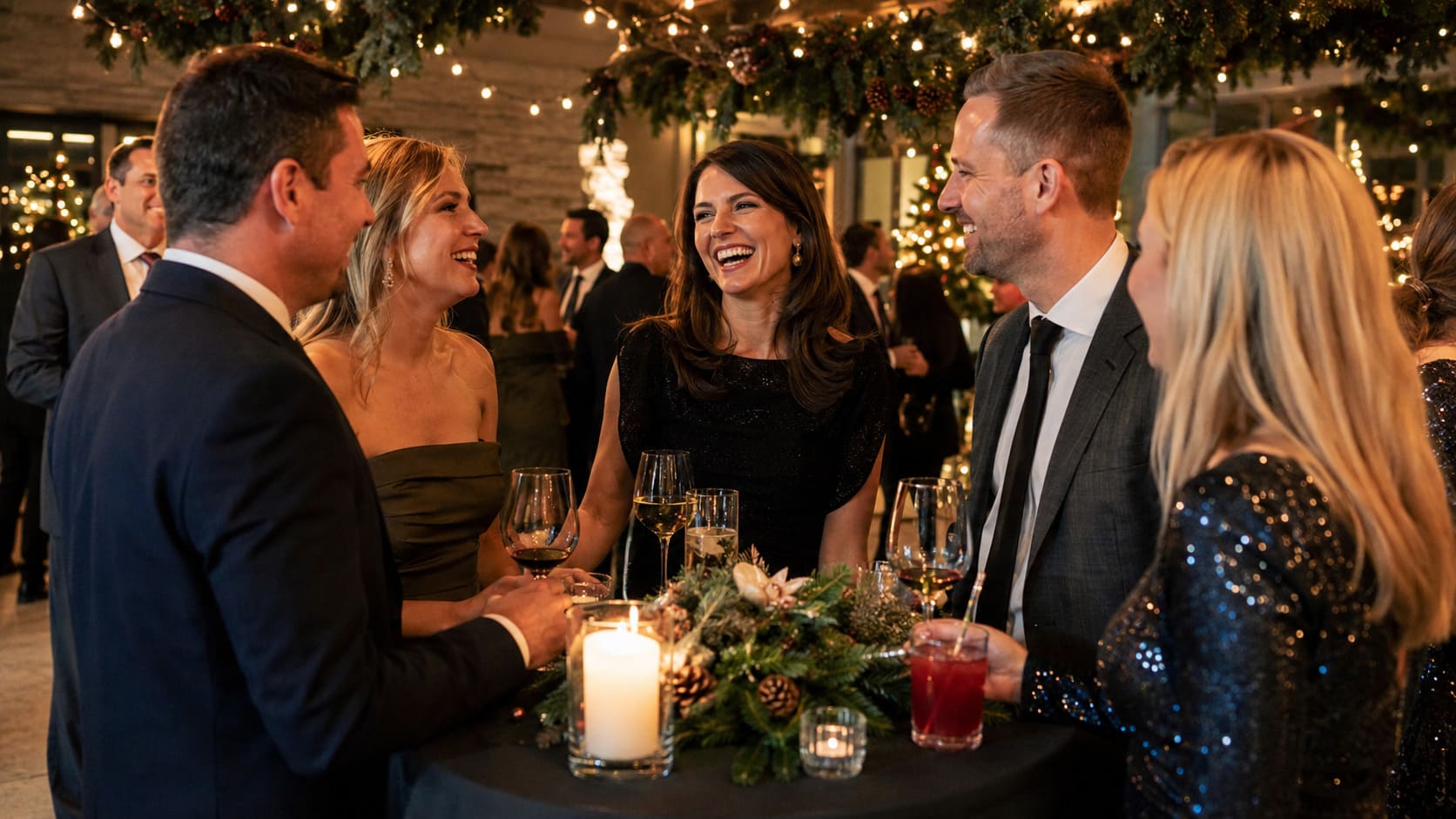 Empfang einer Firmenweihnachtsfeier mit Winterdrinks