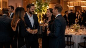 Firmenfeier Ideen mit Gästen in moderner Eventlocation