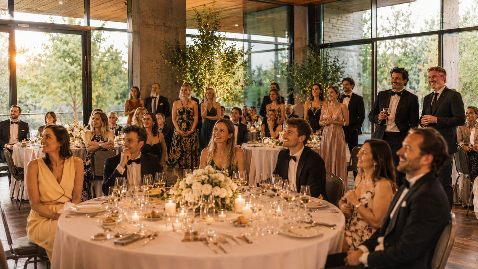 Hochzeitsgäste erleben einen gemeinsamen Programmpunkt vor Hochzeitstanz und Party