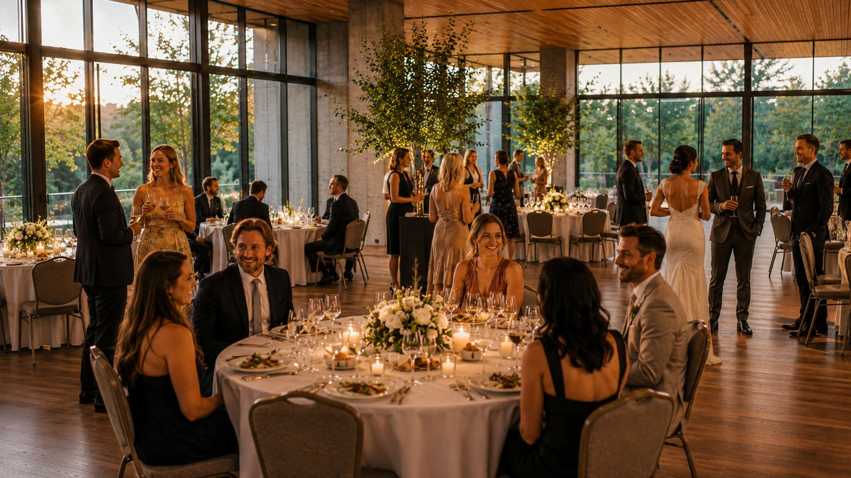 Übergang vom Abendessen zur Party bei einer Hochzeit