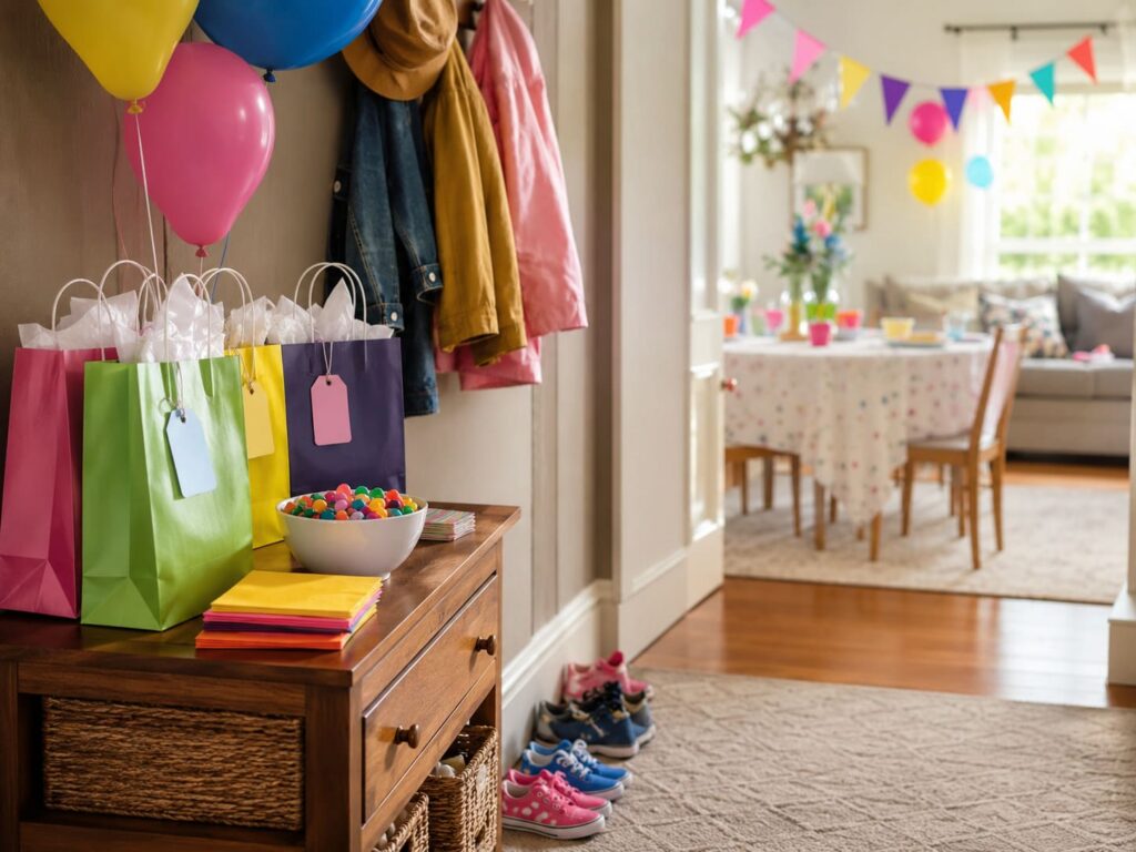 Mitgebsel und Geschenke für einen vorbereiteten Kindergeburtstag zu Hause