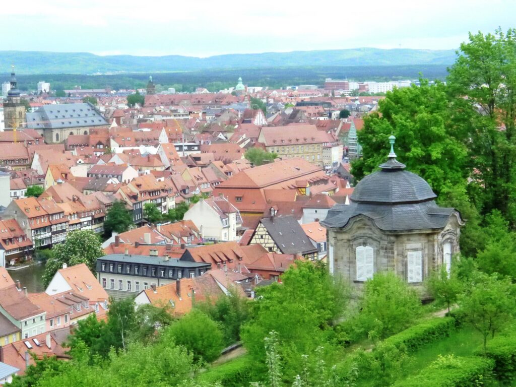 Blick auf Bamberg vom Rosengarten